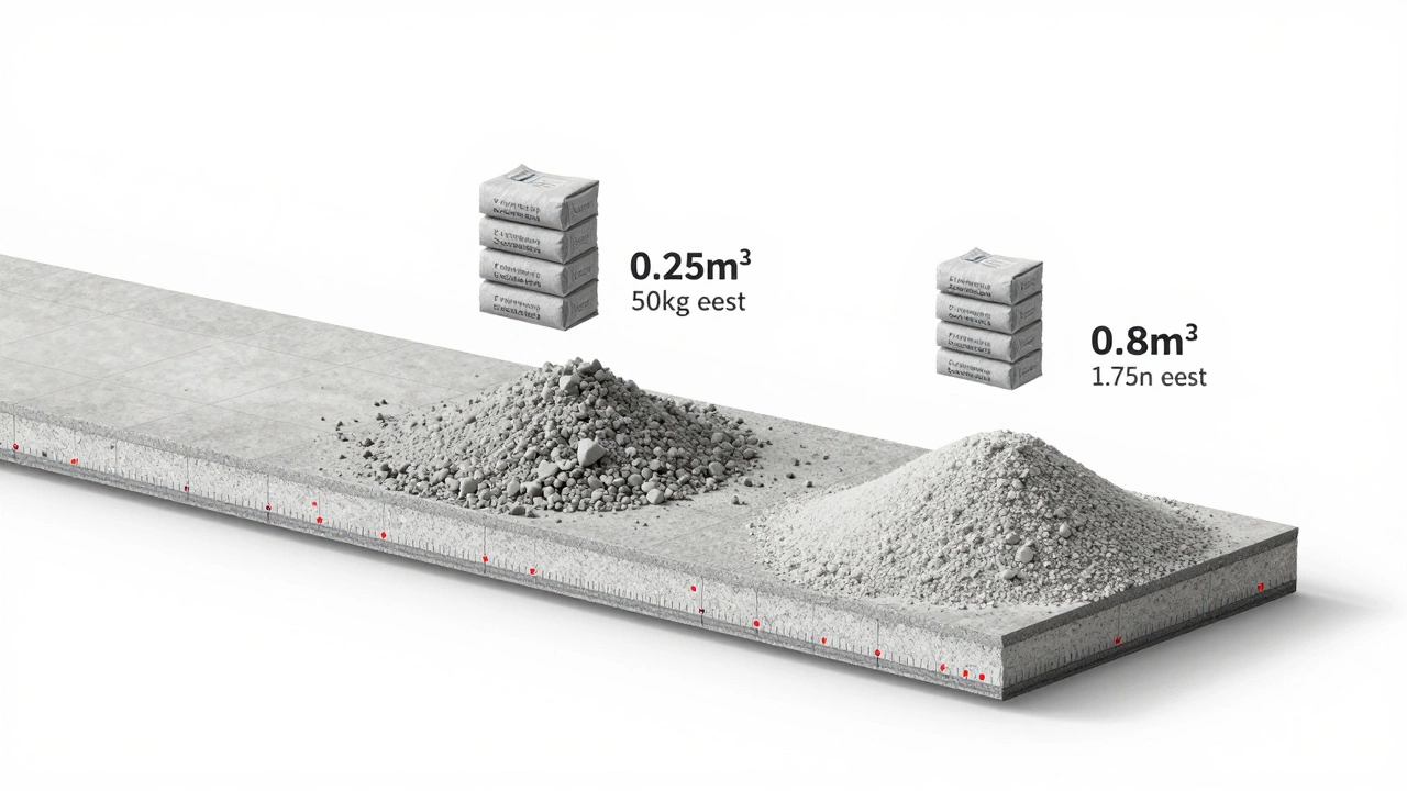 Технический чертеж стяжки пола с точными пропорциями цемента и песка в соотношении 1:3.