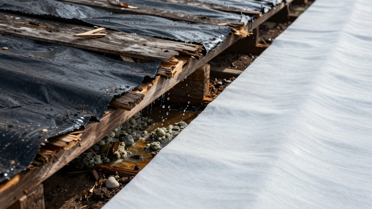 Разница между поврежденной обрешеткой без подкладки и целой с подкладкой — символ выбора между экономией и долговечностью.